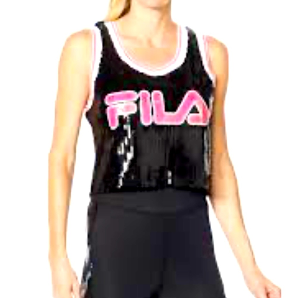*NEW* FILA QUEEN OF THE COURT SEQUINED CROP JERSEY LARGE - Picture 2 of 8